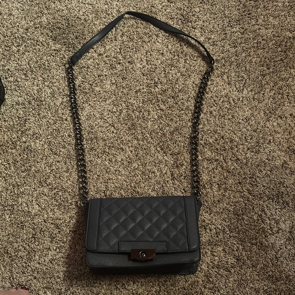 JustFab Gray Crossbody Bag with Quilted Design